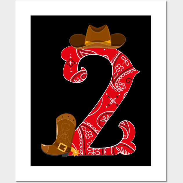 Kids 2nd Birthday Two Year Old Baby Cowboy Western Rodeo Party Wall Art by HollyDuck